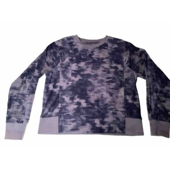Athleta Tops - Athleta Womens Farallon Blue Gray Camo Tie Dye Sweatshirt Cropped Size Small